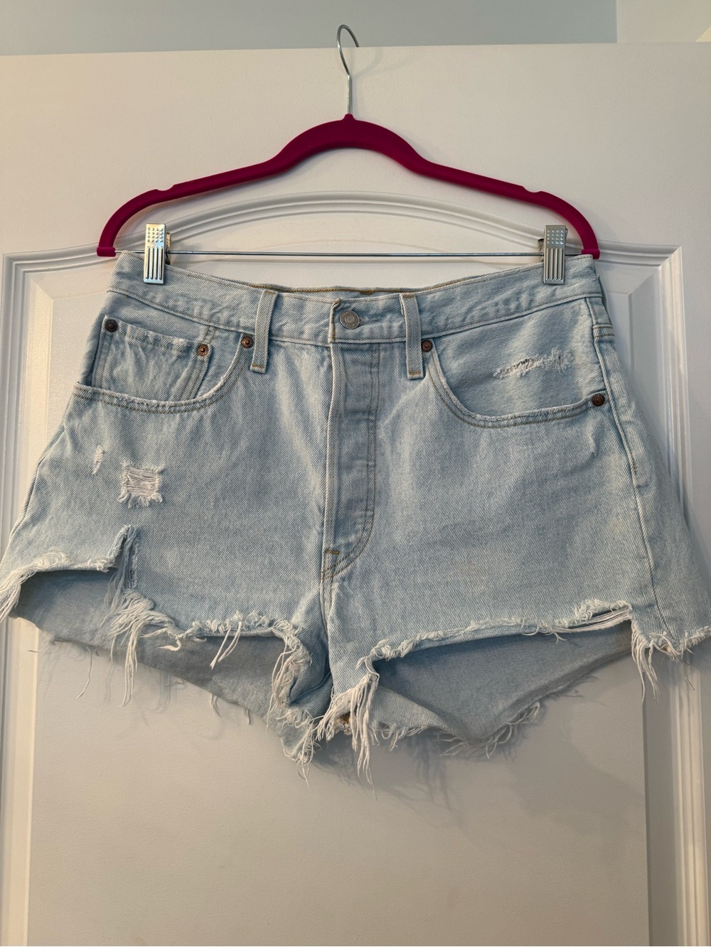 Levi’s 501 Light Wash Distressed Denim Shorts - Women's